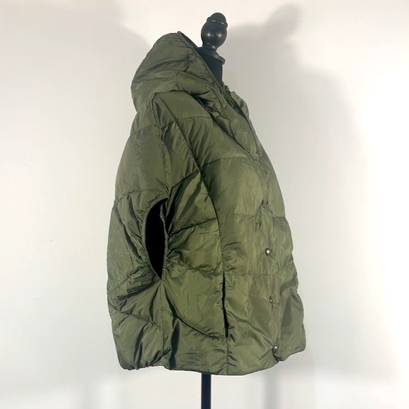aerie Jackets & Blazers - Aerie XS, ML, Olive Green, Puffer, Quilted Satin Vest, Poncho, with hoodie